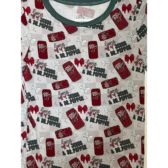 Gigi's Kids Pajama Set 4T Dr Pepper Soda Print Short Sleeve Top Pants - Picture 3 of 8